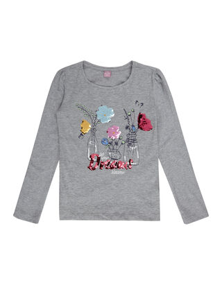 M&auml;dchen Longsleeve mit Print und Wende-Pailletten