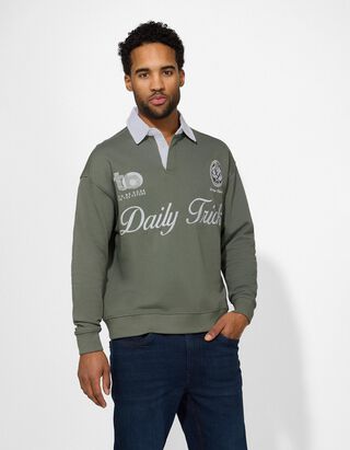 Sweatshirt - Polokragen - dunkelgr&uuml;n