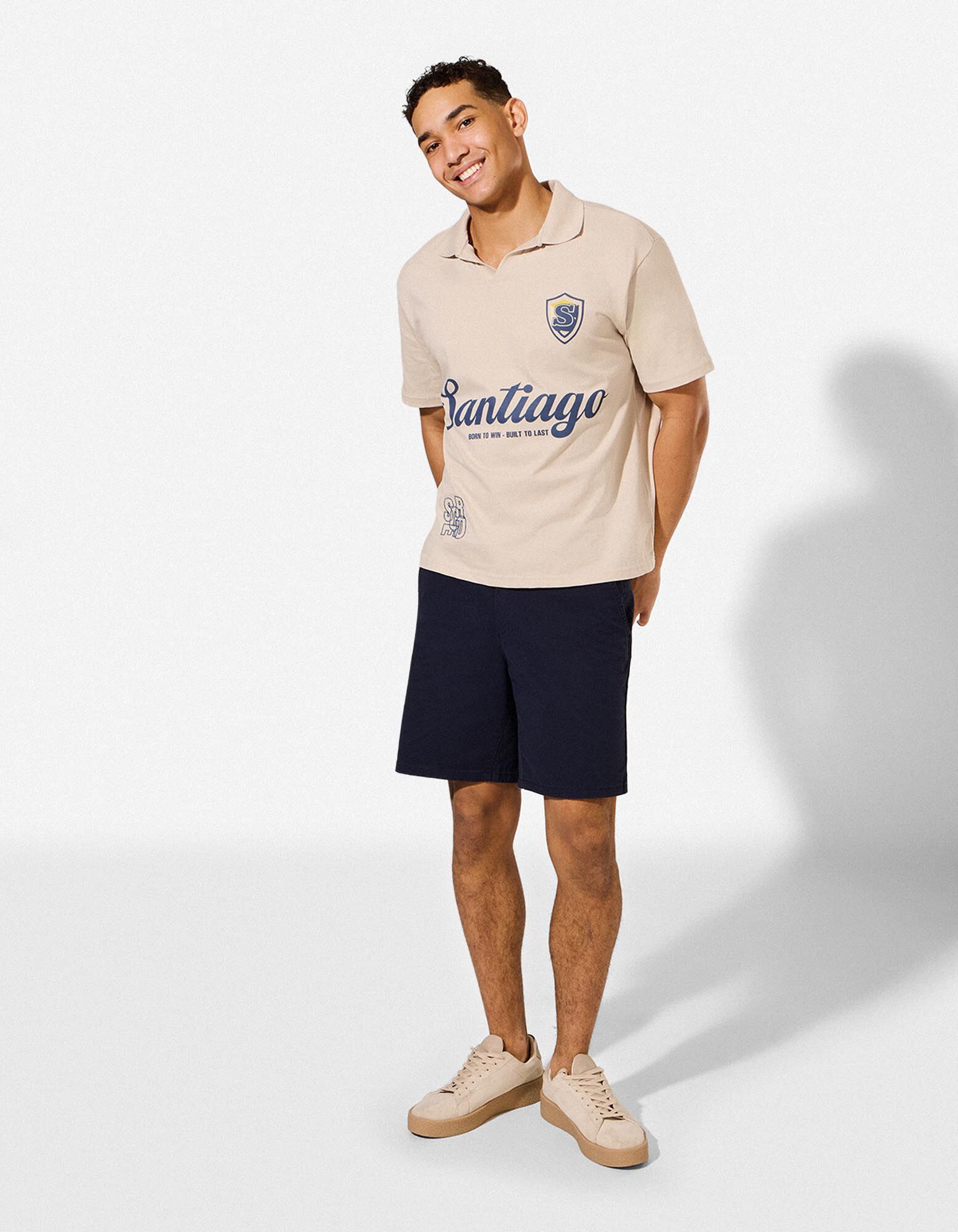 Poloshirt - Frontprint - beige