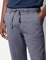 Chinohose - Leinen-Optik - dunkelblau