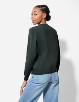 Strickpullover - Stickerei - dunkelgr&uuml;n