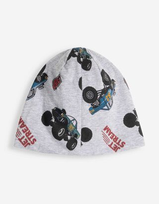 Beanie - Allover-Print - Hellgrau