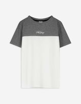 T-Shirt - Color-Blocking - weiß