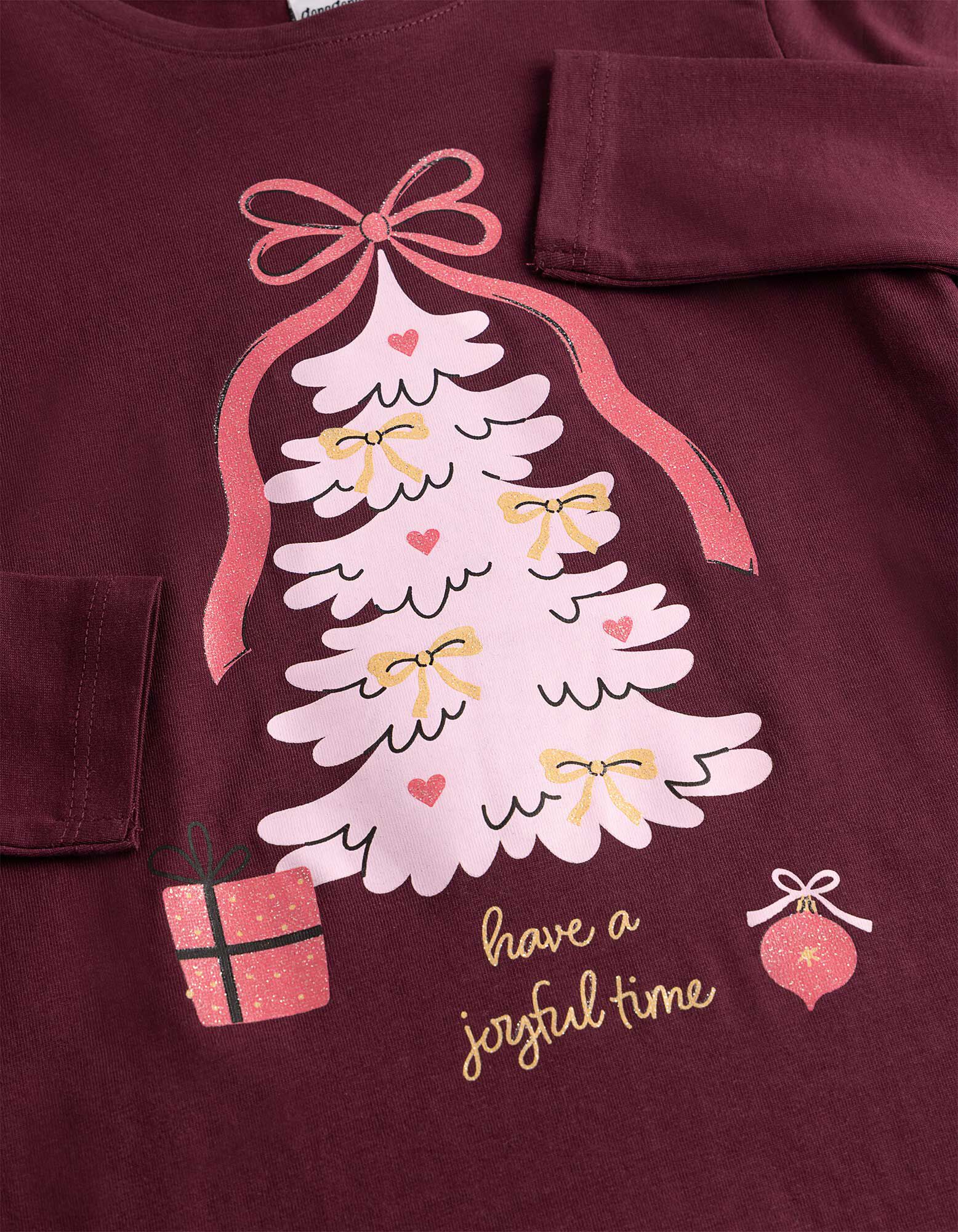 Langarmshirt - Print - Dunkelrot