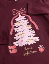 Langarmshirt - Print - Dunkelrot