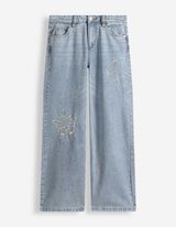 Jeans - Stickereien - blau