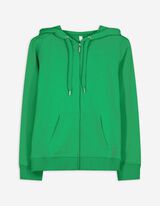 Sweatjacke - Kapuze mit Tunnelzug - grün