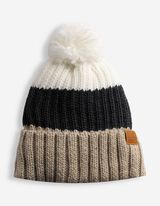 Muts met pompon - Strepen - Beige
