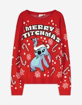 Strickpullover - Lilo & Stitch - rot