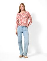 Langarmshirt - Allover-Print - Wei&szlig;