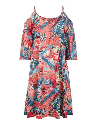 Damen Cold-Shoulder-Kleid mit Allover-Muster