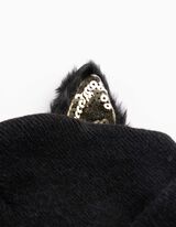 Bonnet - Ornement paillet&eacute; - noir
