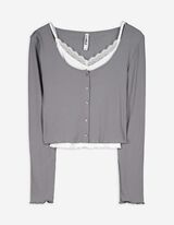 Maglia a manica lunga - Pizzo - blu scuro