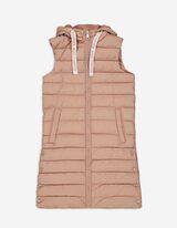 Lange Weste - Kapuze mit Tunnelzug - beige