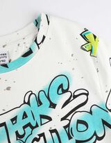 Tričko s dlhými rukávmi - Celoplošná potlač - biely