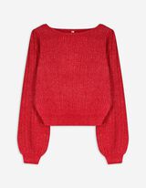 Pullover en tricot - Manches bouffantes - Rouge