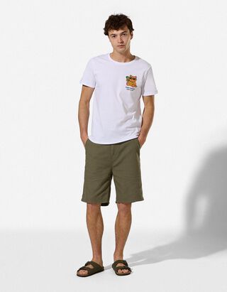 Shorts - Leinen-Optik - Taupe