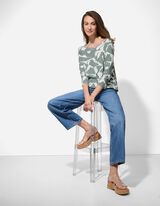 Langarmshirt - Allover-Print - grün