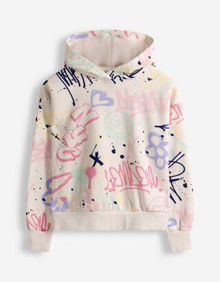 Hoodie - Allover-Print - wei&szlig;