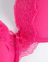 Marškinėliai-liemenėlė - Nėrinių apvadas - ryskiai rozinis