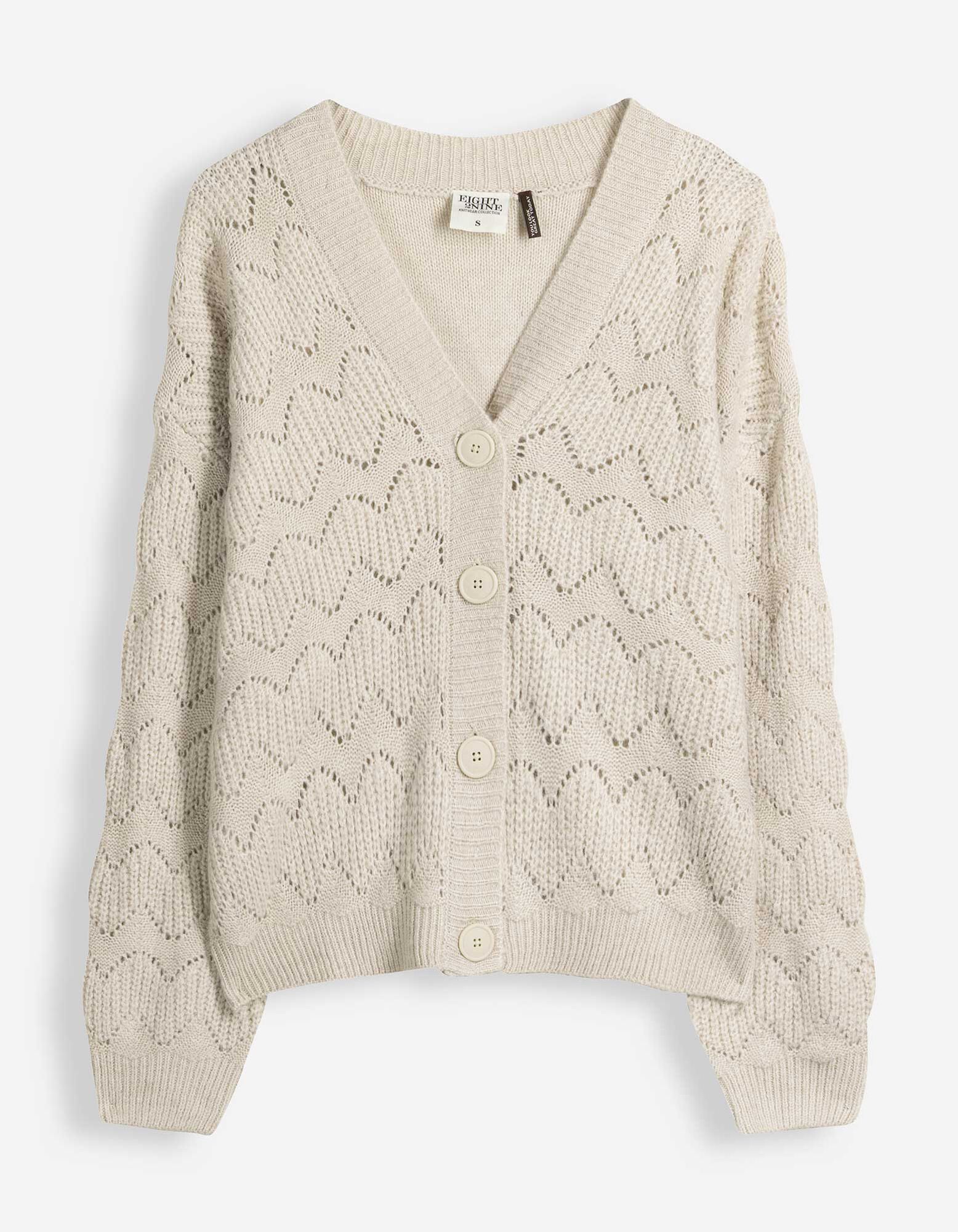 Cardigan - Lochmuster - Beige