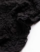 Langarmshirt - Crinkle-Optik - Schwarz