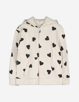 Sweatjacke - Allover-Print - beige