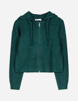 Strickjacke - Cropped - dunkelgrün