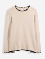 Pullover - Kontrastn&auml;hte - Beige