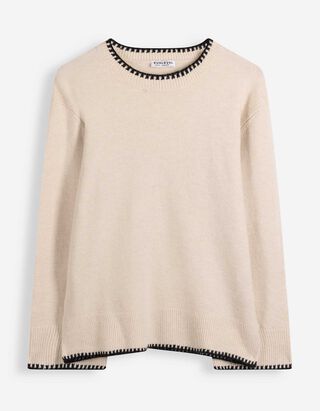 Pullover - Kontrastn&auml;hte - Beige