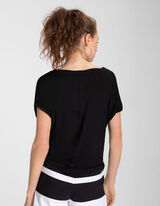 T-shirt - Viscose m&eacute;lang&eacute;e - Noir