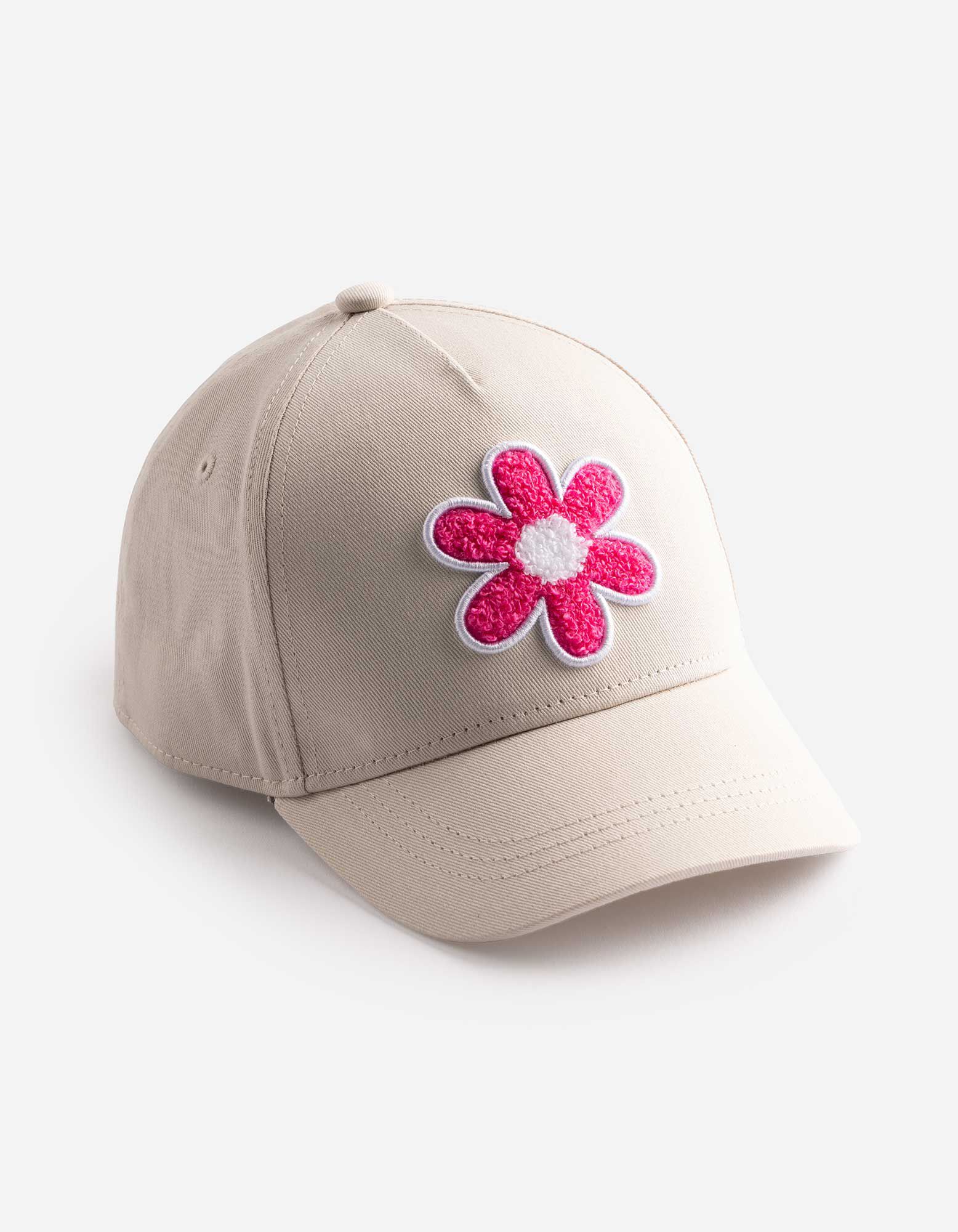 Casquette - Applique en tissu &eacute;ponge - Beige