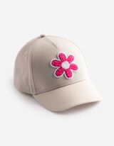 Casquette - Applique en tissu &eacute;ponge - Beige