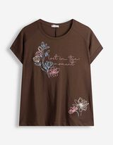 T-Shirt - Stickerei - Braun