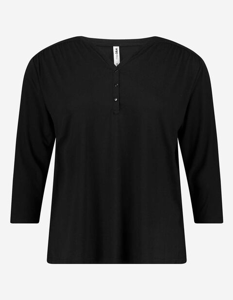 Takko Damen Langarmshirt - Viskose-Anteil Plus Size schwarz 50/52