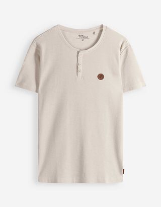 T-Shirt - Knopfleiste - beige