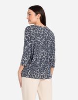 Langarmshirt - Leopardenmuster - grau