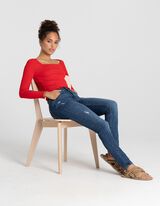 T-shirt &agrave; manches longues - Viscose m&eacute;lang&eacute;e - Rouge