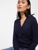 Strickjacke - Aufgesetze Taschen - dunkelblau