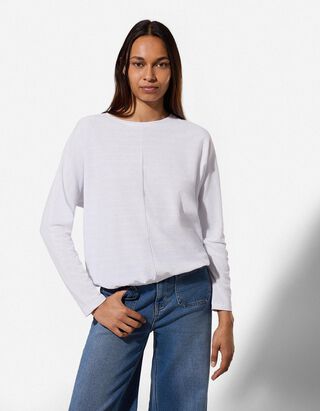 Langarmshirt - Fledermaus&auml;rmel - wei&szlig;