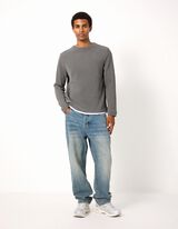 Langarmshirt - Double-Layer-Look - Khaki