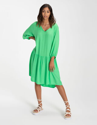 Robe longueur midi - Viscose - Vert