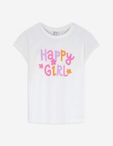 T-shirt - nadruk - bialy