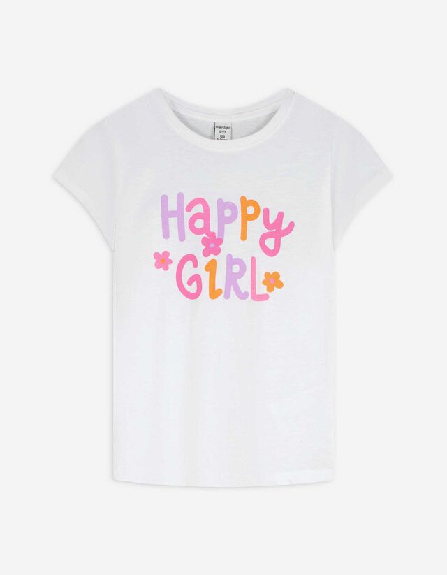 T-shirt - nadruk - bialy