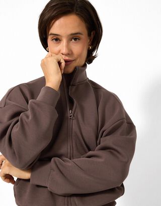 Sweatjacke - Soft-Touch - Dunkelbraun