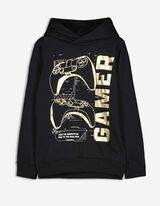 Felpa con cappuccio - Stampa - nero