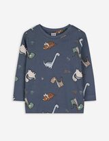 Langarmshirt - Allover-Print - hellblau