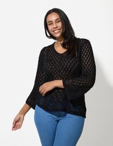 Strickpullover - V-Ausschnitt - schwarz