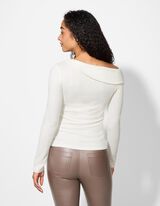 koszulka z długim rękawem - z odkrytymi ramionami - bialy