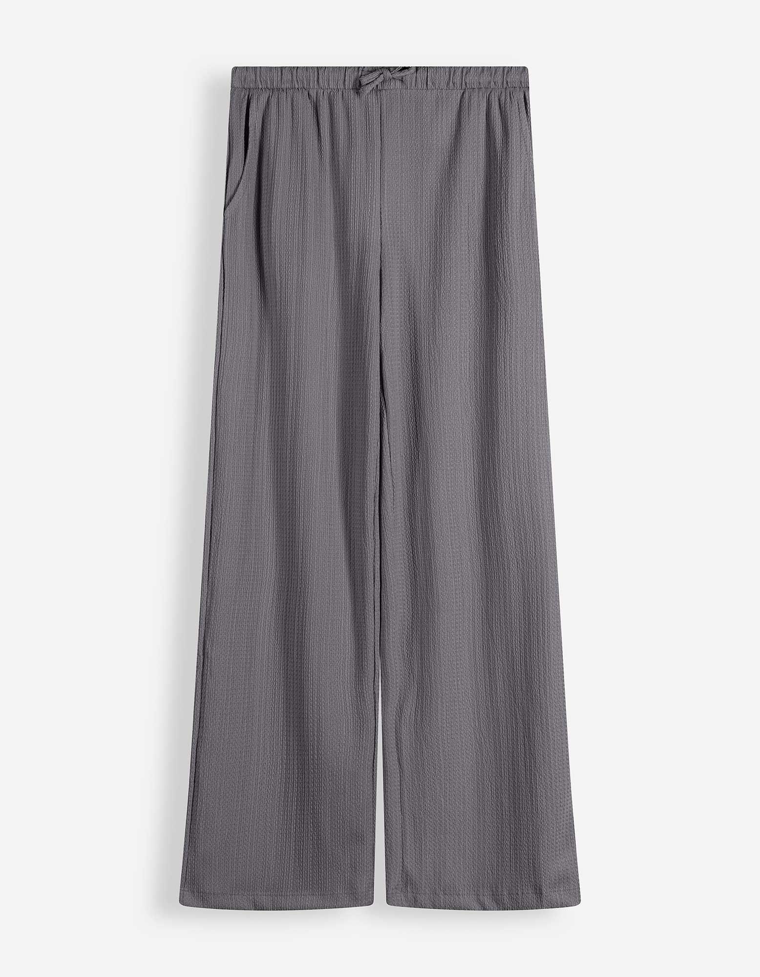 Pantalon - Structure gaufr&eacute;e - Gris fonc&eacute;